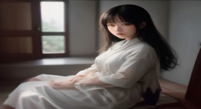 女性手持验孕棒坐在浴室灯光下神情凝重，画面暖色调传递紧张与不安情绪